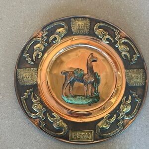 Copper and Brass Decorative Plate from Peru